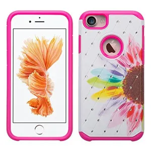Apple iPhone 8 Case, Slim Hybrid Dual Layer Crystal Case Cover for iPhone 8 - Vivid Sunflower
