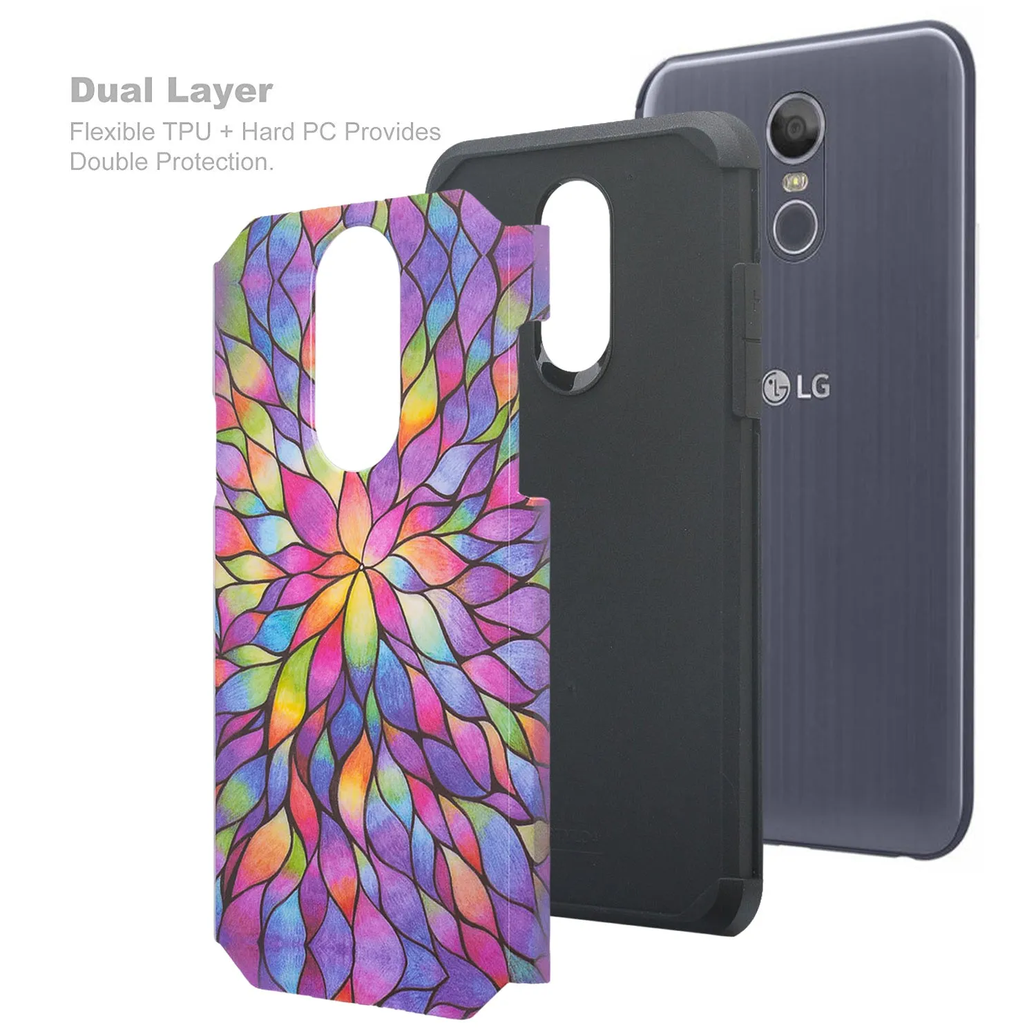 Coolpad Legacy Case, [Include Temper Glass Screen Protector] Slim Hybrid Dual Layer [Shock Resistant] Case for Coolpad Legacy - Rainbow Flower