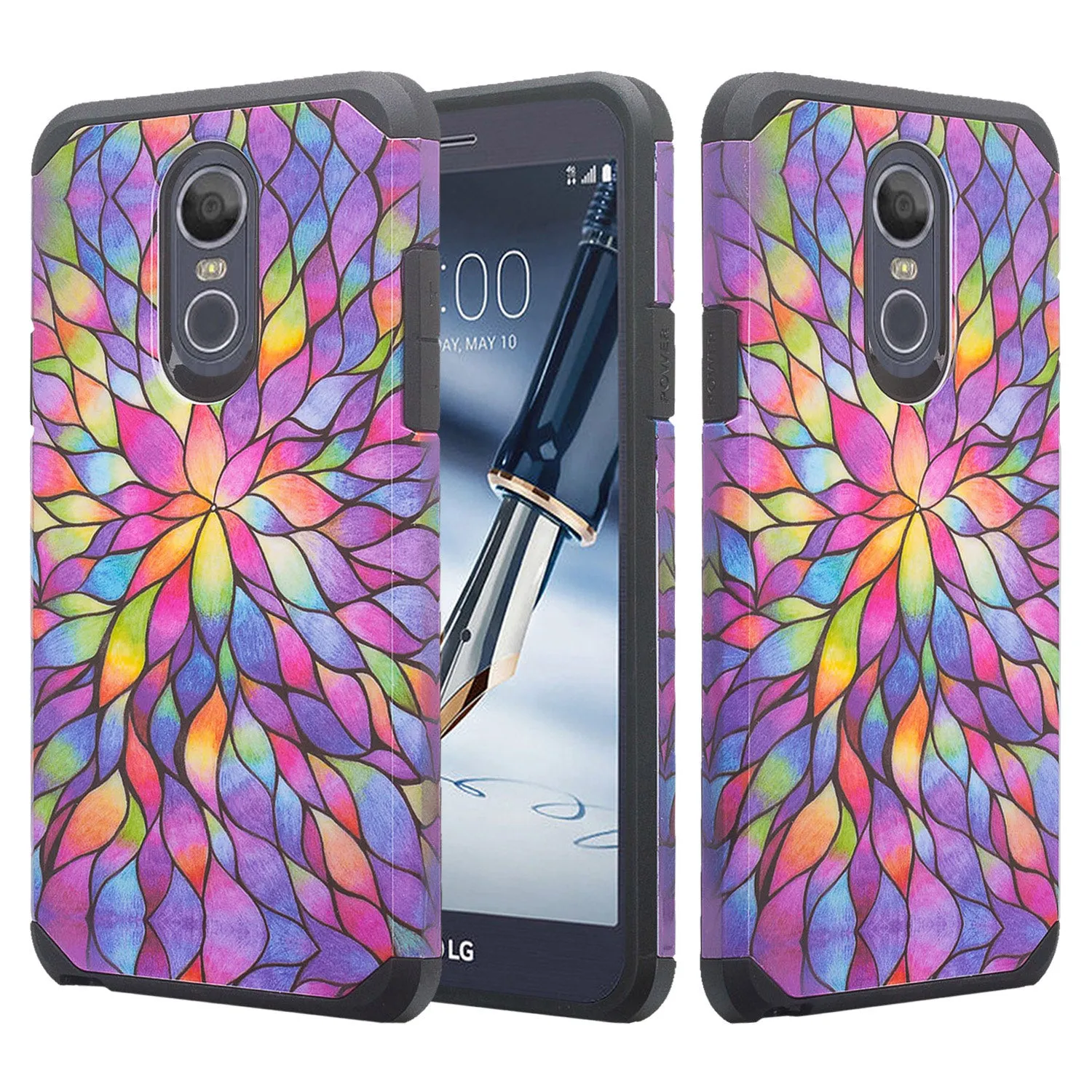 Coolpad Legacy Case, [Include Temper Glass Screen Protector] Slim Hybrid Dual Layer [Shock Resistant] Case for Coolpad Legacy - Rainbow Flower