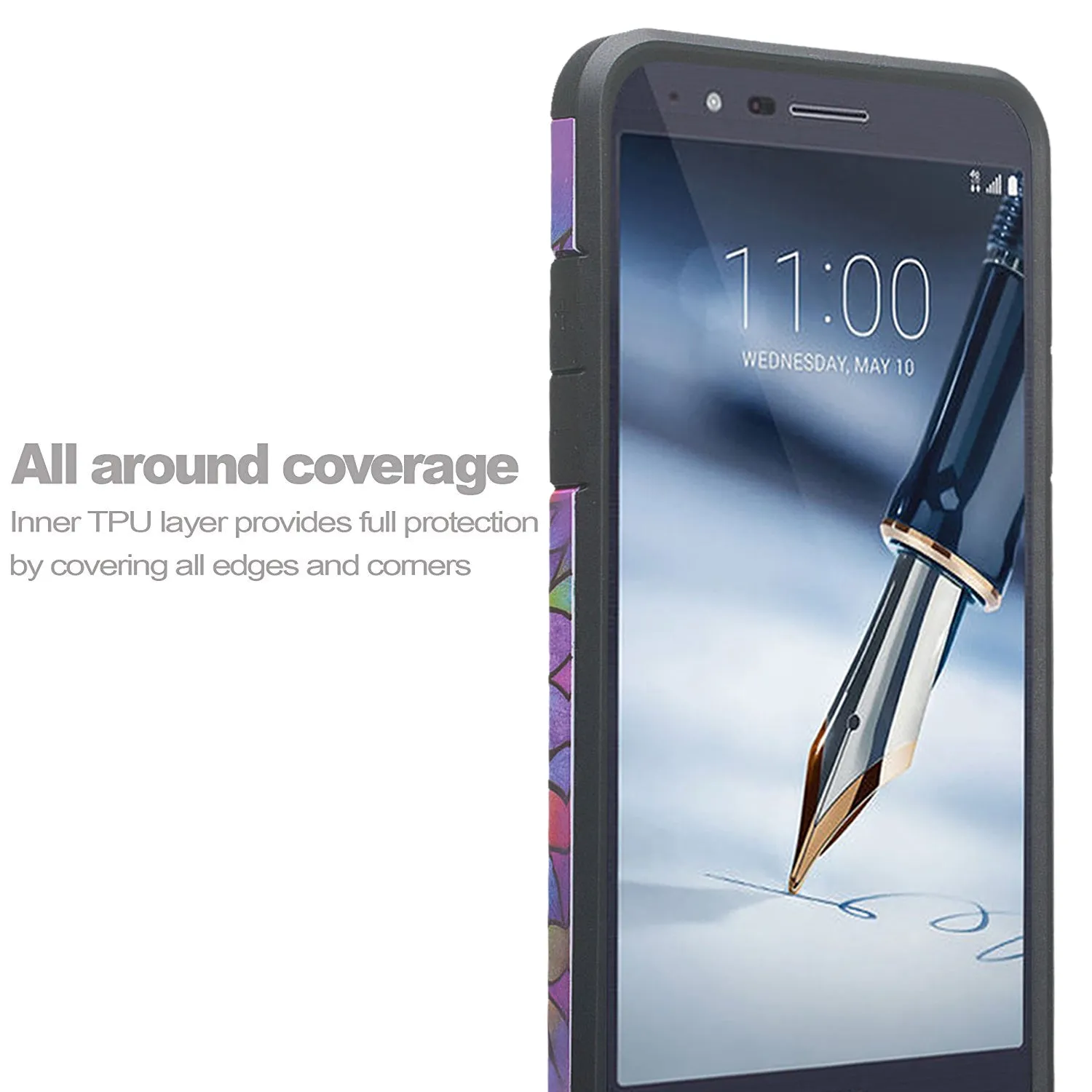 Coolpad Legacy Case, [Include Temper Glass Screen Protector] Slim Hybrid Dual Layer [Shock Resistant] Case for Coolpad Legacy - Rainbow Flower