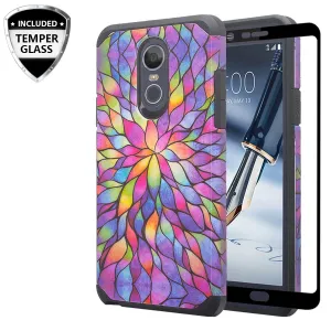 Coolpad Legacy Case, [Include Temper Glass Screen Protector] Slim Hybrid Dual Layer [Shock Resistant] Case for Coolpad Legacy - Rainbow Flower