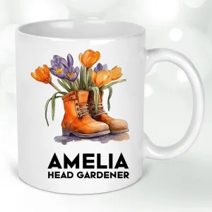 Custom Head Gardener Mug - Floral Wellies - Birthday - Christmas - For Mum - Nan