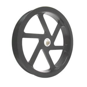 KRC Power Steering Serpentine Power Steering Pulley 6 Rib 6" Diameter Aluminum - Black Powder Coat