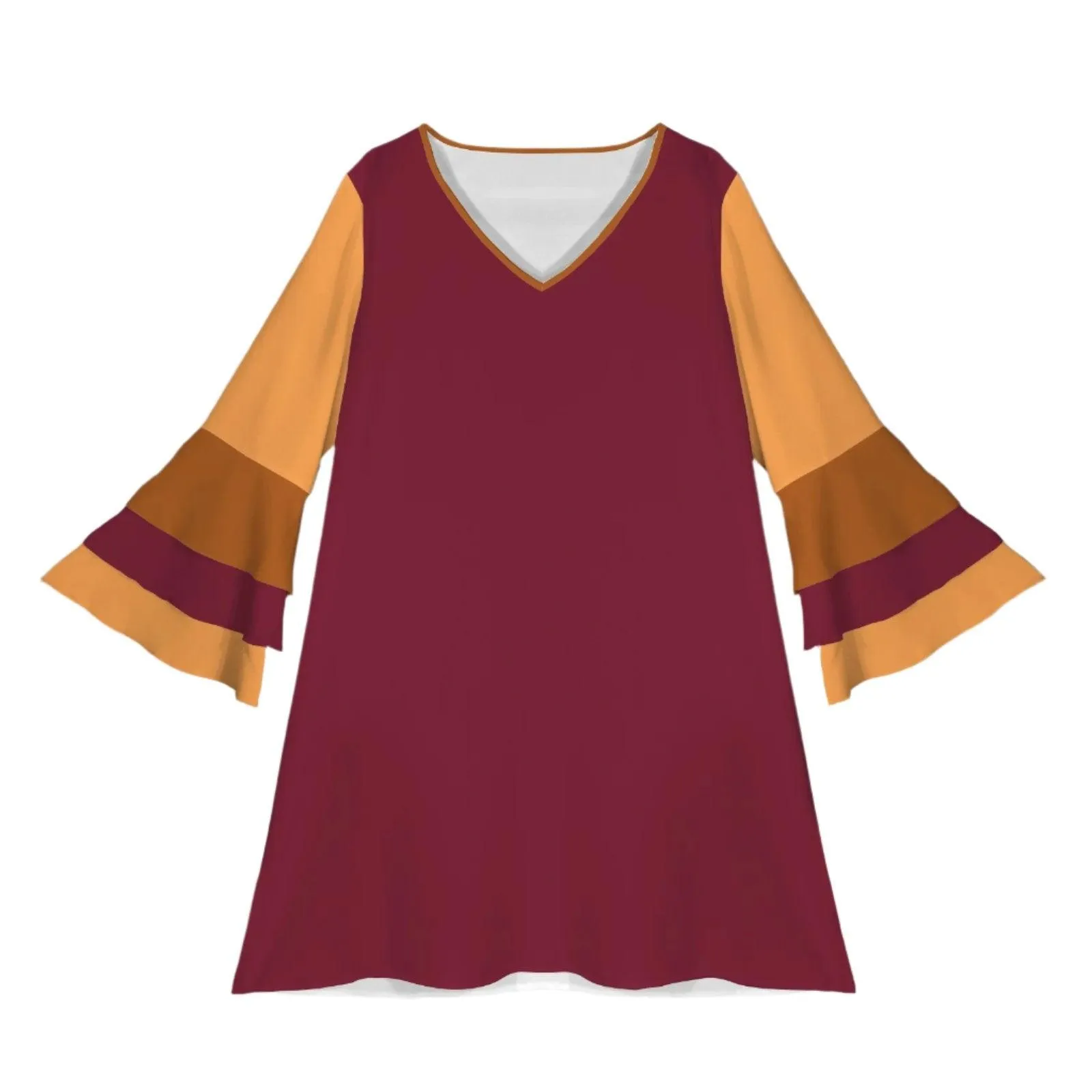 Renai Color Block Bell Sleeve Dress