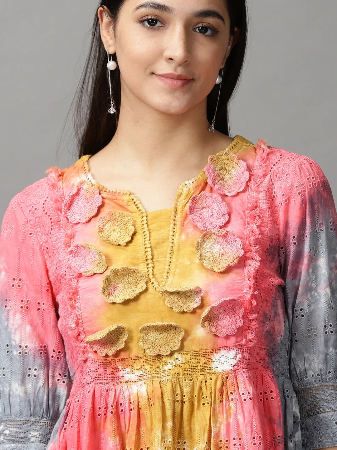 Women's Multi Tie Dye Fit and Flare Dress
